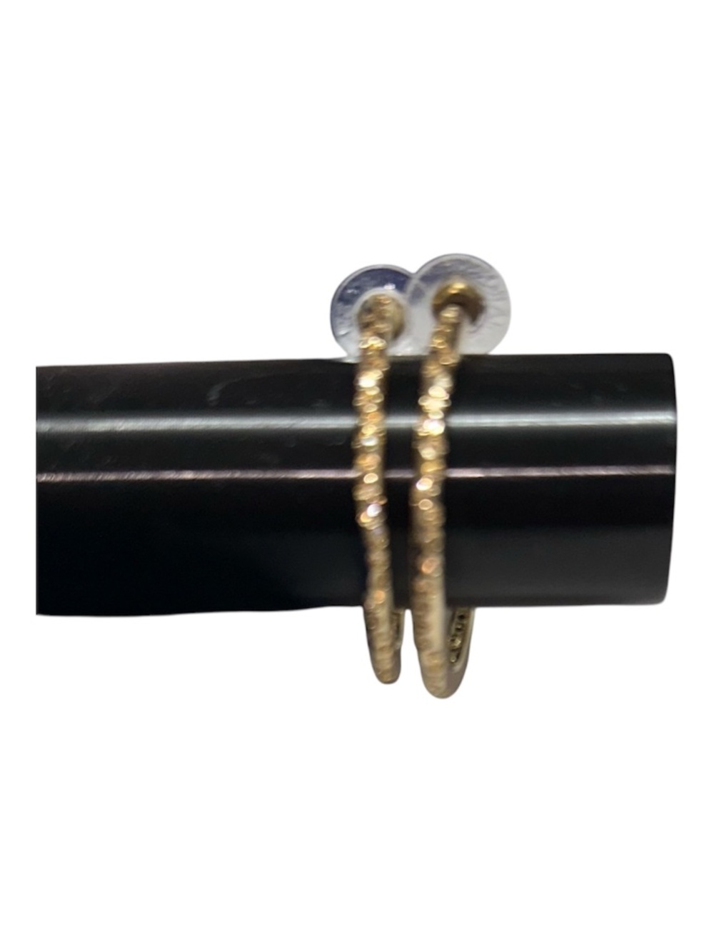 Vintage Gold Tone Textured Hoop Earrings Large Pierced Statement 2"